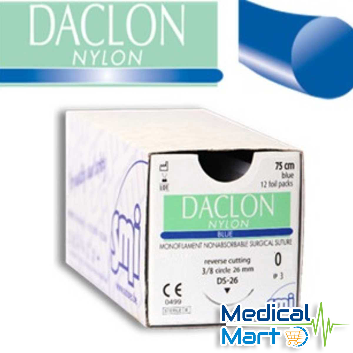 Daclon Nylon, Blue, Surgical Suture (75cm)