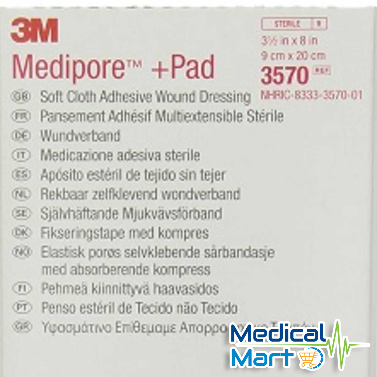 3m Medipore + Pad Soft Cloth Adhesive Wound Dressing, 3570 (10cm x 20cm)