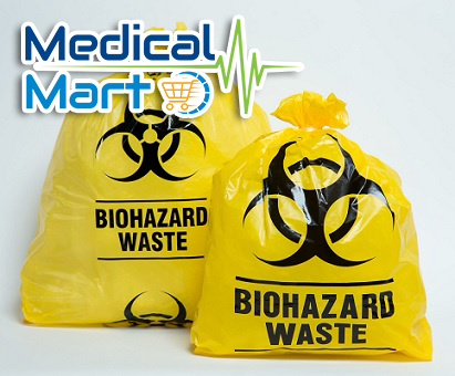 Biohazard Medical Waste Garbage Bag, Yellow (90cm x 110cm)