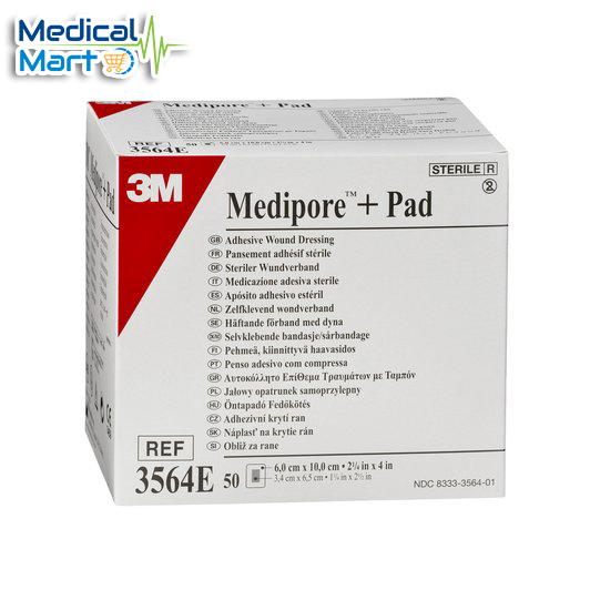 3M Medipore +Pad Soft Cloth Adhesive Island Wound Dressing 3564 E (6x10cm)