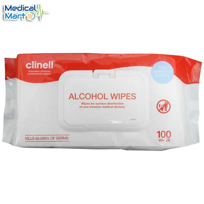 Clinell Alcohol wipes 100's (70% Isopprophyl Alcohol)