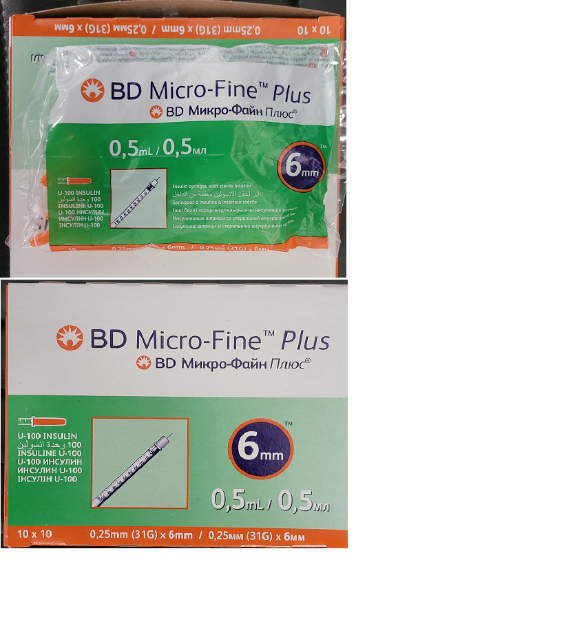 BD Micro-Fine Plus Insulin Syringe 0.5ml 31G, 6mm