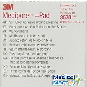 3m Medipore + Pad Soft Cloth Adhesive Wound Dressing, 3570 (10cm x 20cm)