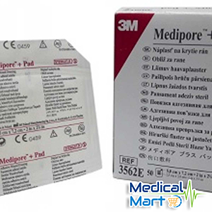 3m Medipore + Pad Soft Cloth Adhesive Wound Dressing, 3562e (5cm x 7.2cm)