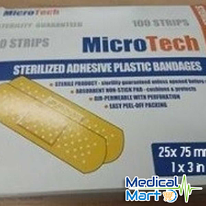 Microtech Plastic Adhesive Bandages, 25mm x 75mm