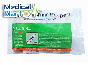 Bd Micro-Fine Plus Insulin Syringes, 0.3ml x 8mm