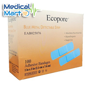 Ecopore Blue Metal Detectable Strip, 2.5 x 7.6cm