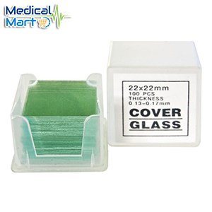 Microscope Slide Cover Glass, 2.2cm X 2.2cm (22mm x 22mm), 0.13-0.16mm Thickness; 100's / Pack