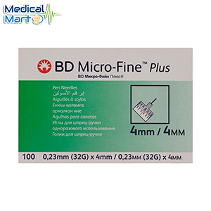 BD Micro-Fine plus pen needles 0.23mm(32g) x 4mm, 100's/box