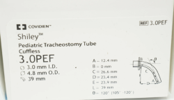 SHILEY TRACHEOSTOMY TUBE CUFFLESS-3.0 PEDIATRIC (REF: 3.0PEF)