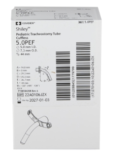 SHILEY TRACHEOSTOMY TUBE CUFFLESS-5.0 PEDIATRIC (REF: 5.0PEF)