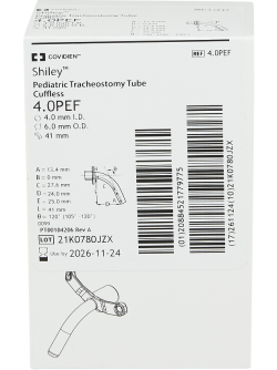 SHILEY TRACHEOSTOMY TUBE CUFFLESS-4.0 PEDIATRIC (REF: 4.0PEF)